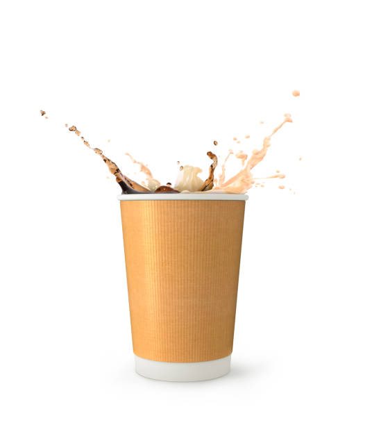 istock coffee and milk splash in paper coffee cup for to go isolated 1175433144