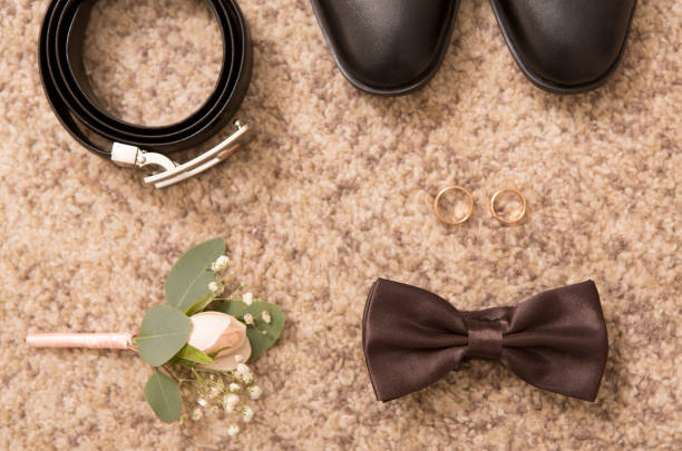 istock Creative composition of groom accessories for wedding day 1175433947
