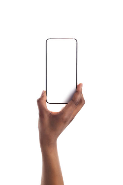 istock Smartphone with blank screen in black female hand 1175434020