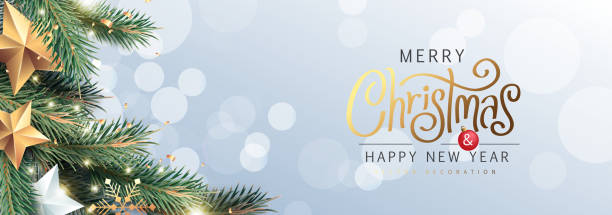 istock Merry Christmas and Happy New Year Background sparkle blur bokeh effect and and stars decoration.Merry Christmas vector text Calligraphic Lettering Vector illustration. 1175435782