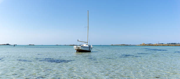 istock panorama ocean coast and beach landscape with small sailboat under a blue sky 1175435820