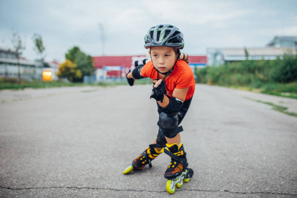 istock Cute girl roller skating 1175439800