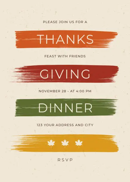 Vector illustration of Thanksgiving Dinner Invitation Template.