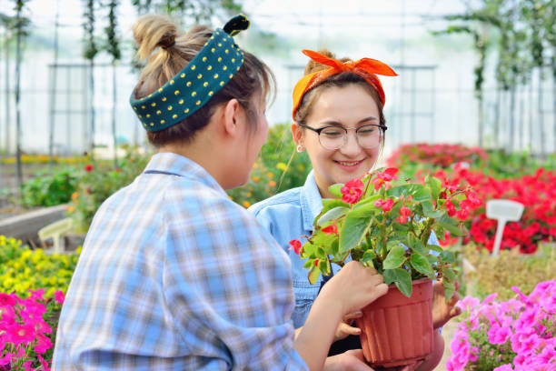 istock Two Young Woman Working at Flower Plantation 1175444593