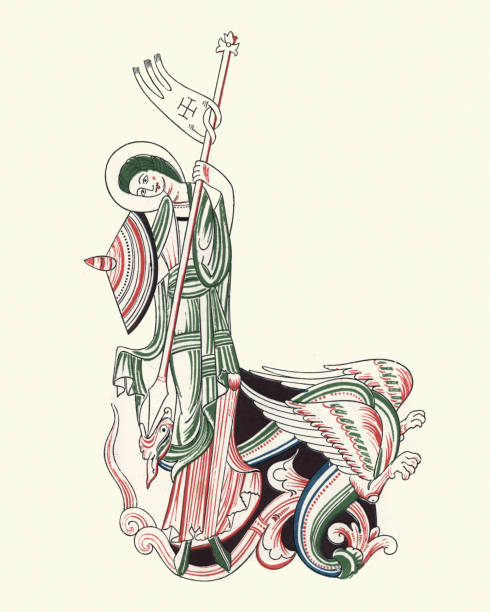 ilustrații de stoc cu sfântul gheorghe ucide balaurul - saint george saint