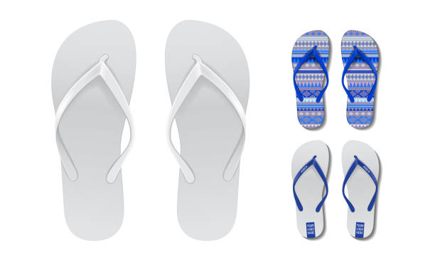 フリップフロップセットモックアップ。広告、ロゴプリントのための夏のビーチフリップフロップペアのベクトルデザインテンプレート - sandal点のイラスト素材／クリップアート素材／マンガ素材／アイコン素材