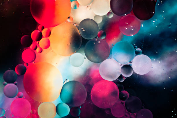Macro oil and water multi colored abstract background