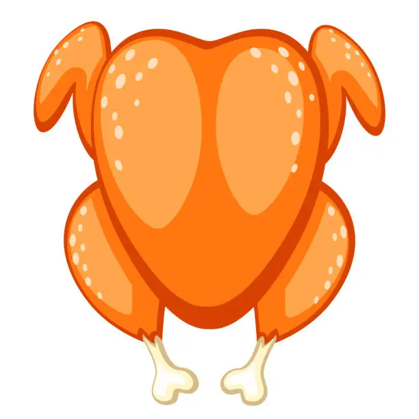 Vector illustration of Roasted turkey on a white. The view of the top.