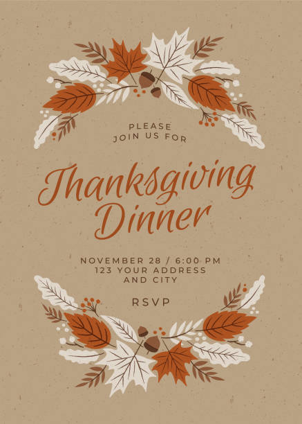 Thanksgiving Dinner Invitation Template. Stock illustration