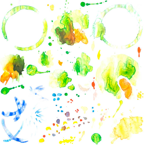 istock Set of watercolor splashes and stains of coffee cup 1175449560
