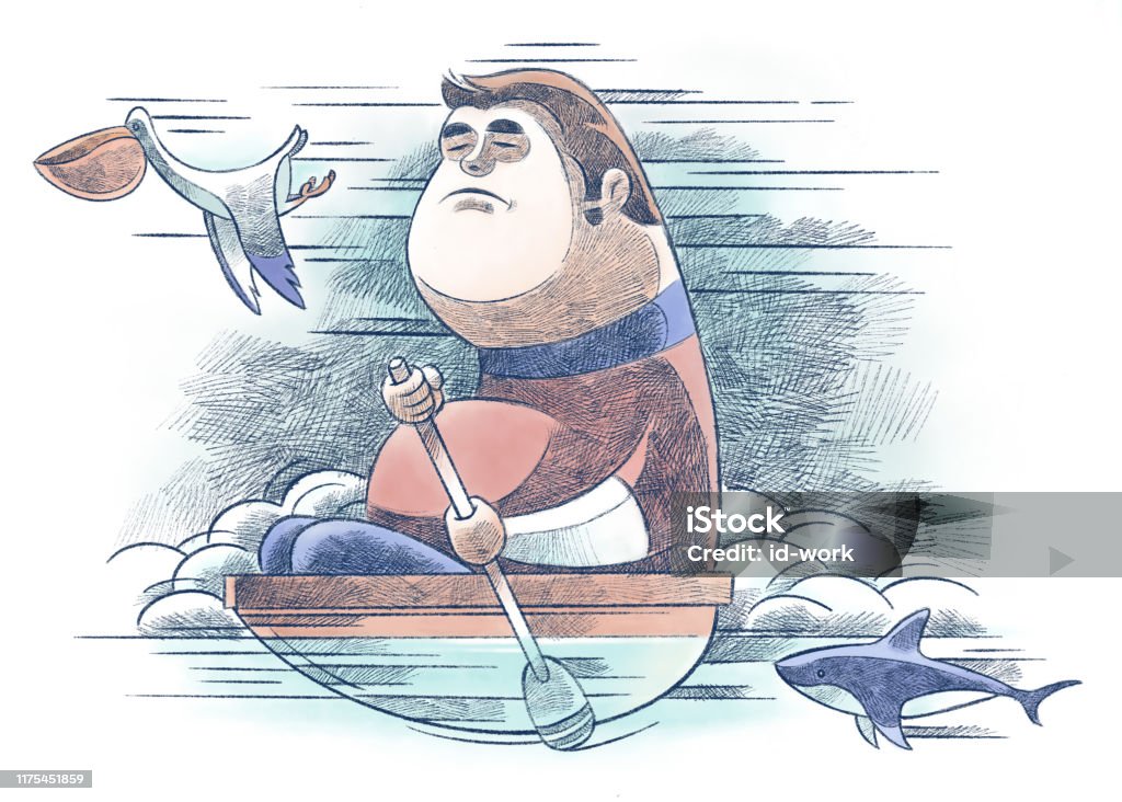 Fat Man Rowing Fat Man Rowing Drawing Stock Illustration - Download Image Now - People ...