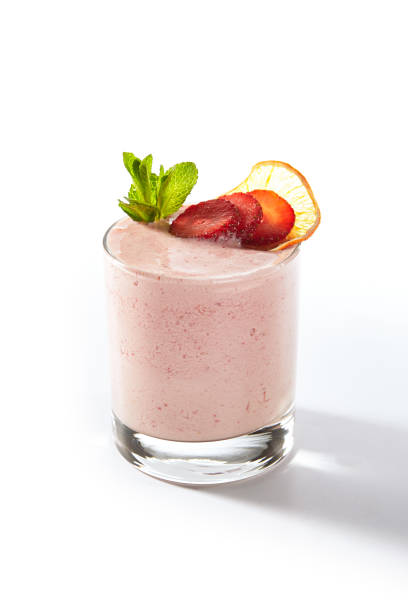 istock Fresh Homemade Strawberry Yogurt Smoothie Isolated on White 1175452923
