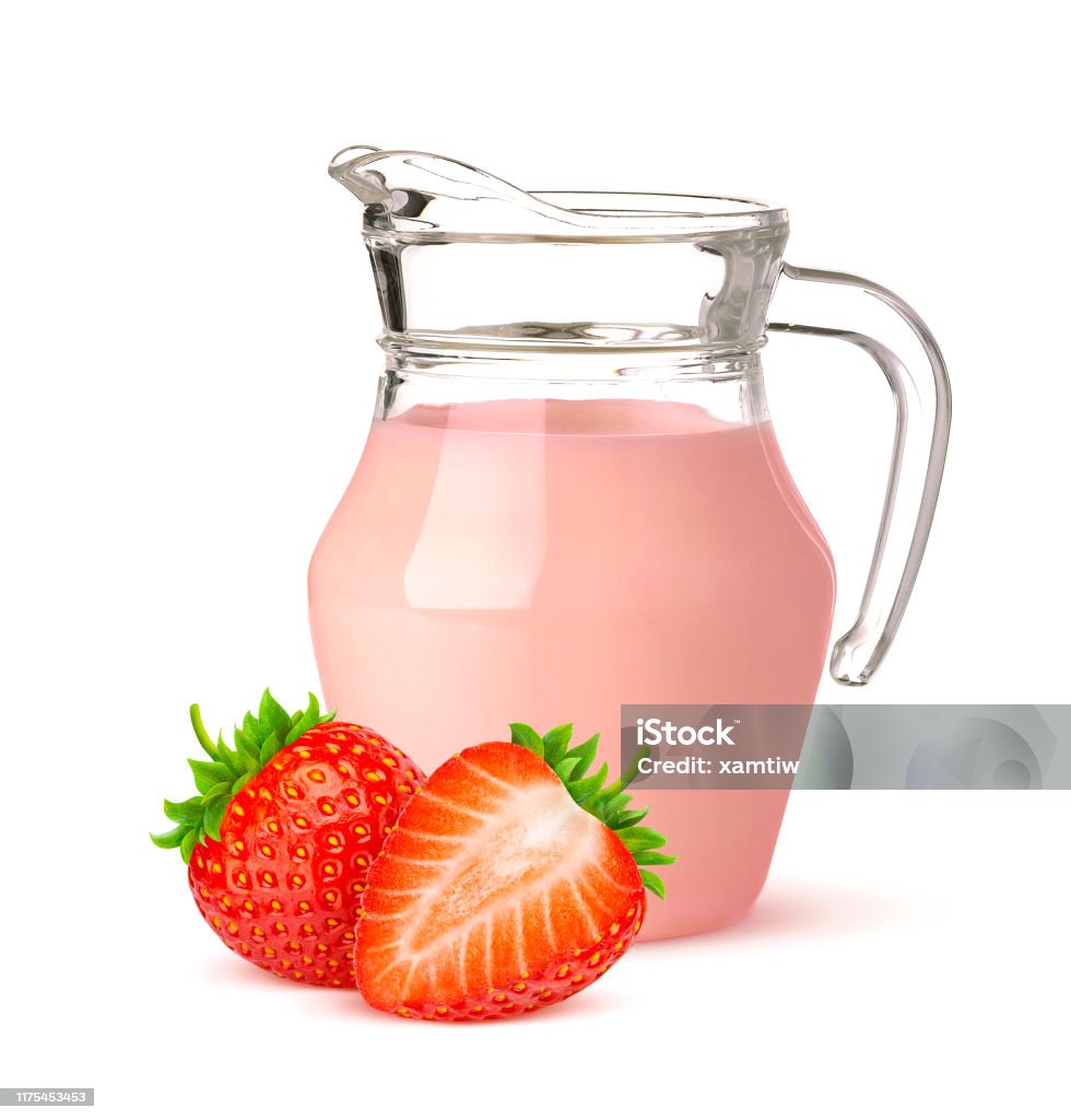 Bình Sữa Chua Dâu Tây Được Phân Lập Trên Nền Trắng Hình ảnh Sẵn có ...