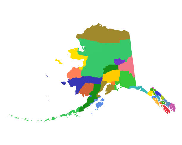 karte von alaska - alaska us bundesstaat stock-grafiken, -clipart, -cartoons und -symbole