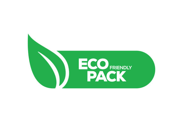 illustrations, cliparts, dessins animés et icônes de insigne de pack eco friendly - green leaf