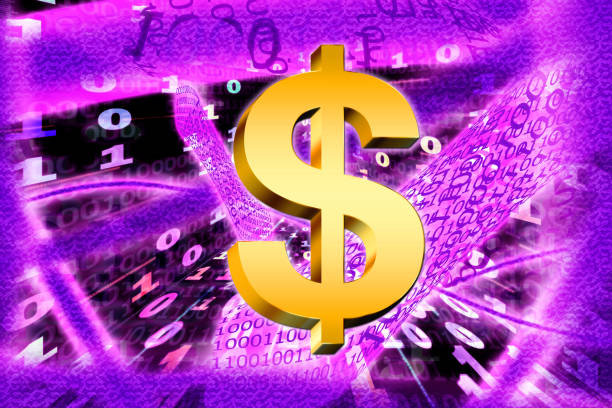 istock Golden Dollar Sign, on the background of the Binary Code with tunnels with energies. 1175459115