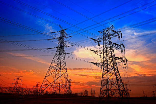 istock Electric tower, silhouette at sunset 1175462461
