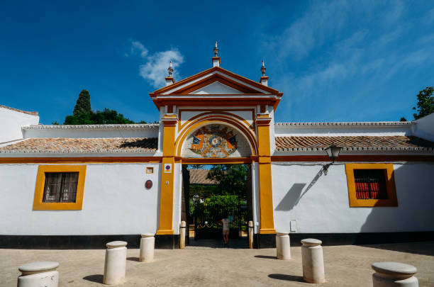 palace de las duenas in sevilla, spanien - ancient arabic style arch architecture stock-fotos und bilder