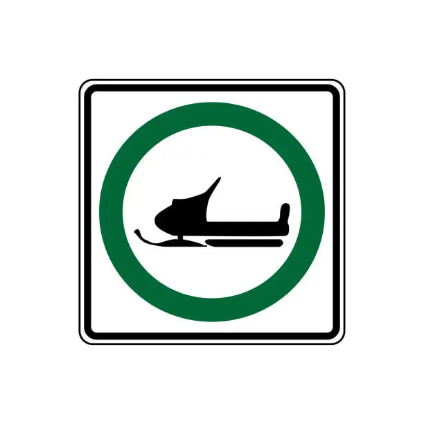 Vector illustration of USA traffic road signs. snowmobiles may use this road.vector illustration