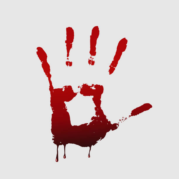 istock Close up of bloody handprint on white background. Vector 1175464468