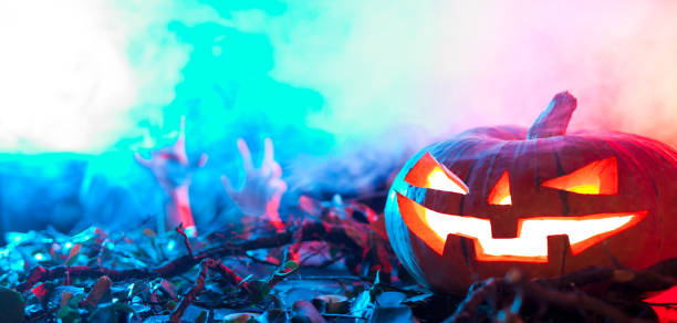 istock Halloween Pumpkin In A Mystic Forest At Night. 1175466252