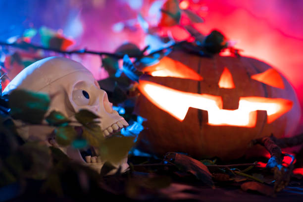 istock Halloween Pumpkin In A Mystic Forest At Night. 1175466392