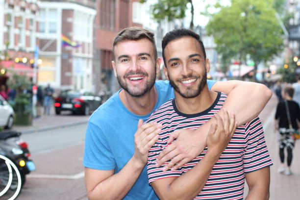 istock Gorgeous interracial proud gay couple 1175466484