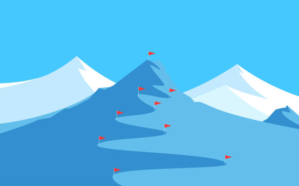 landschaft mit bergen für ski und slalom - skiing ski winter sport freestyle skiing stock-grafiken, -clipart, -cartoons und -symbole
