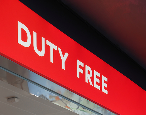 duty free shop sign in an airport