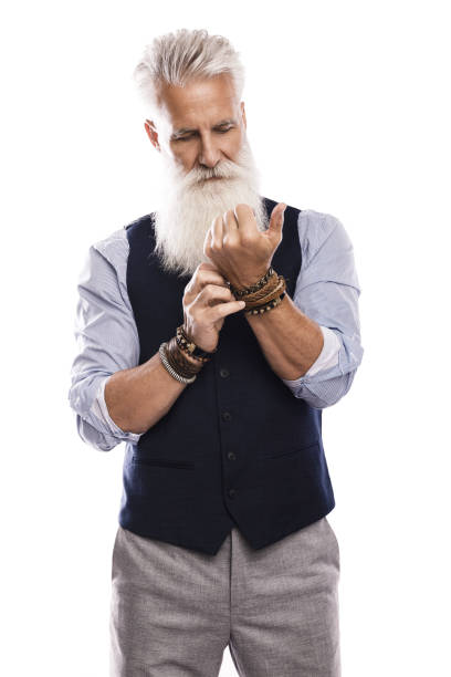 istock Handsome aged male model posing  on white background 1175471616