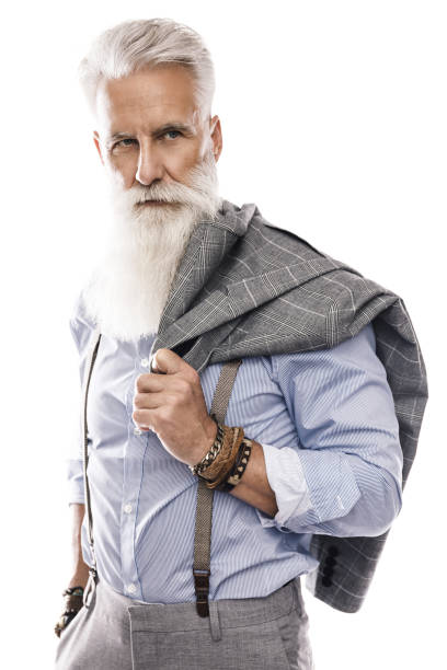 istock Handsome aged male model posing  on white background 1175471837