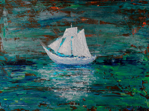 istock Art painting of the white boat 1175473281