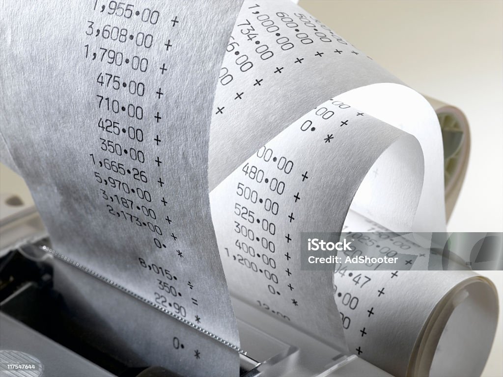 Calculator Tape  Adding Machine Tape Stock Photo