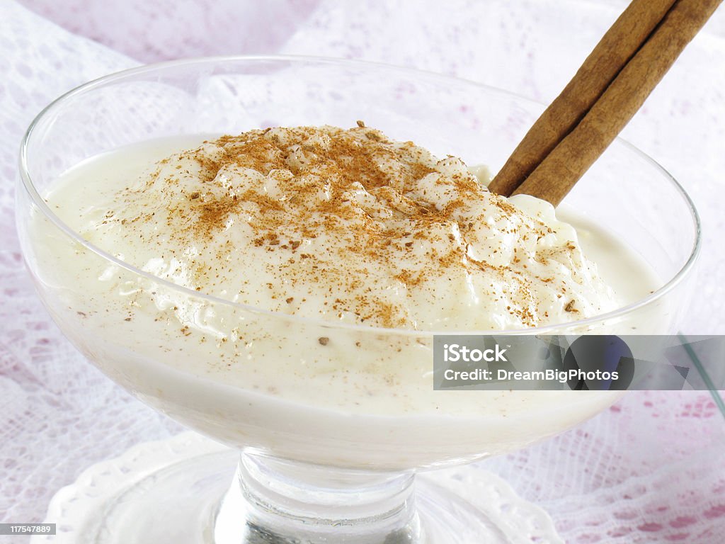 Rice Pudding with Cinnamon  Bowl Stock Photo