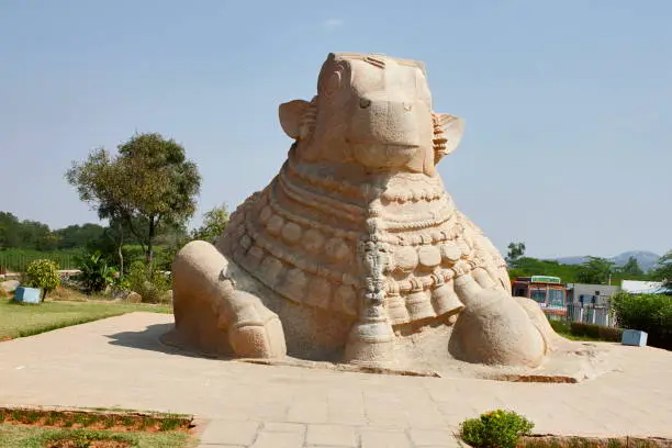 Large granite monolithic Nandi bull,  Lepakshi, Anantapur District, Andhra Pradesh, India