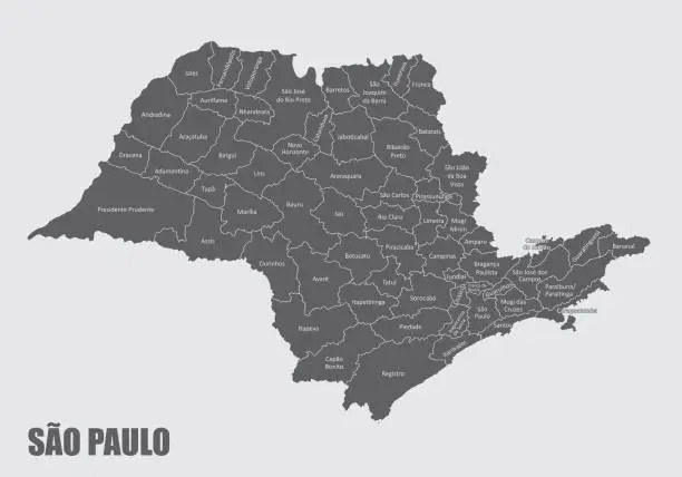 Vector illustration of Sao Paulo State microregions map