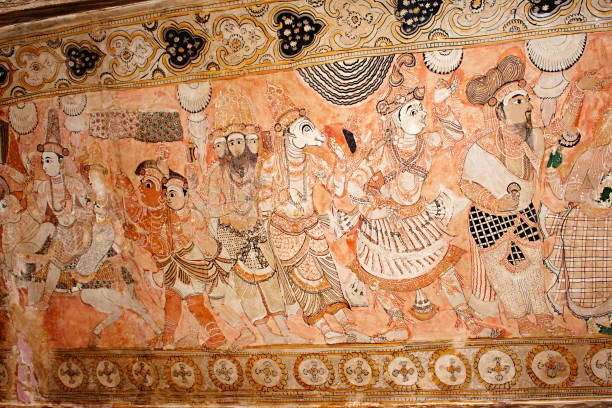 istock Mural depicting  King Muchukunda. Monkey-faced legendary Chola king. , Anantapur District, Andhra Pradesh, India 1175481907
