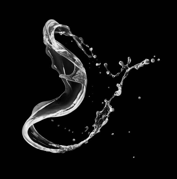 istock Fresh water splashes in twisted shape on black background 1175481985