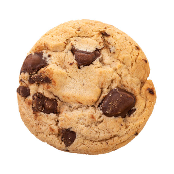 Chocolate chip cookies isolated on white background.