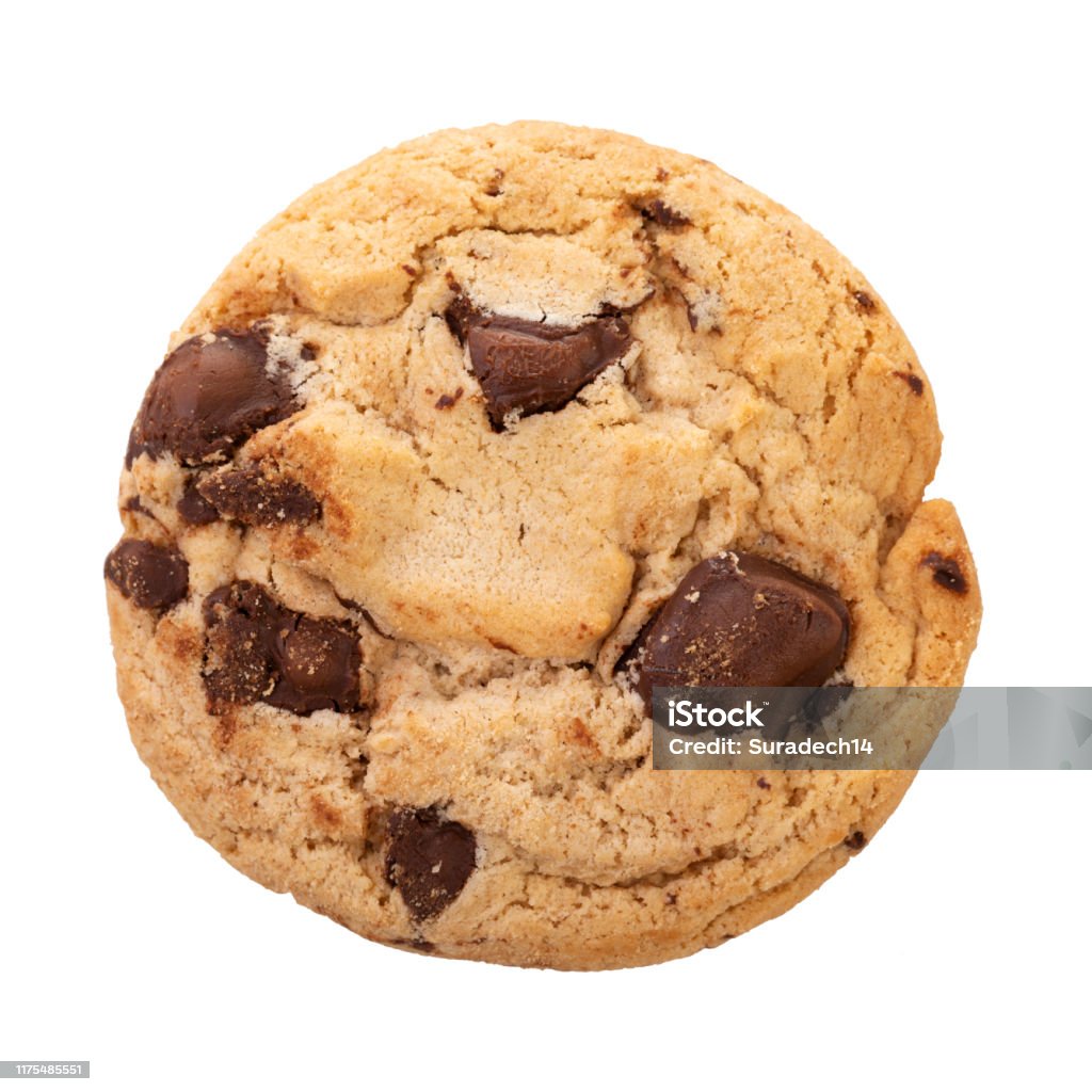 Chocolate chip cookies isolated on white background. - Royalty-free Bolacha Foto de stock