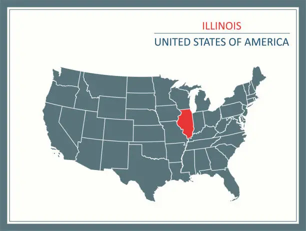 Vector illustration of Illinois outline vector map USA printable