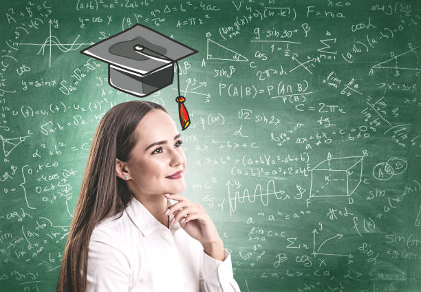 istock Young Caucasian graduation student near blackboard 1175497431