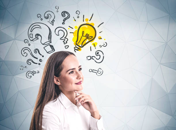 istock Smiling thinking woman, questions and idea 1175497491