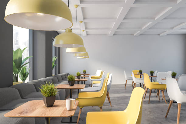 istock White and gray family restaurant interior 1175499038