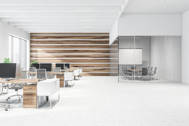 istock Wooden open space office and meeting room 1175499306