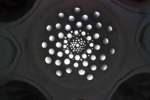Dome of the Hammam with day light filtering through the ceiling. Turkey.