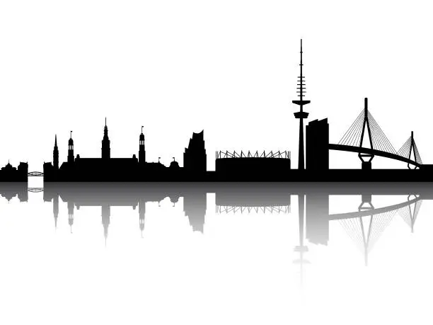 Vector illustration of Silhouette Skyline of Hamburg