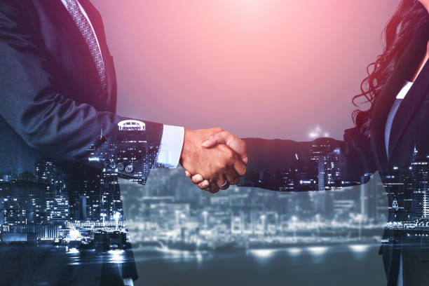 Double Exposure Image of Business and Finance