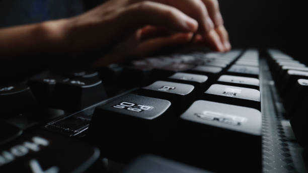 istock Close-up soft-focus finger typing on keyboard. 1175502304