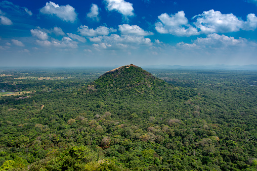 Pidurangala, seen from Sigiriya or Lions Rock. rising above the Sri Lankan rainforest.